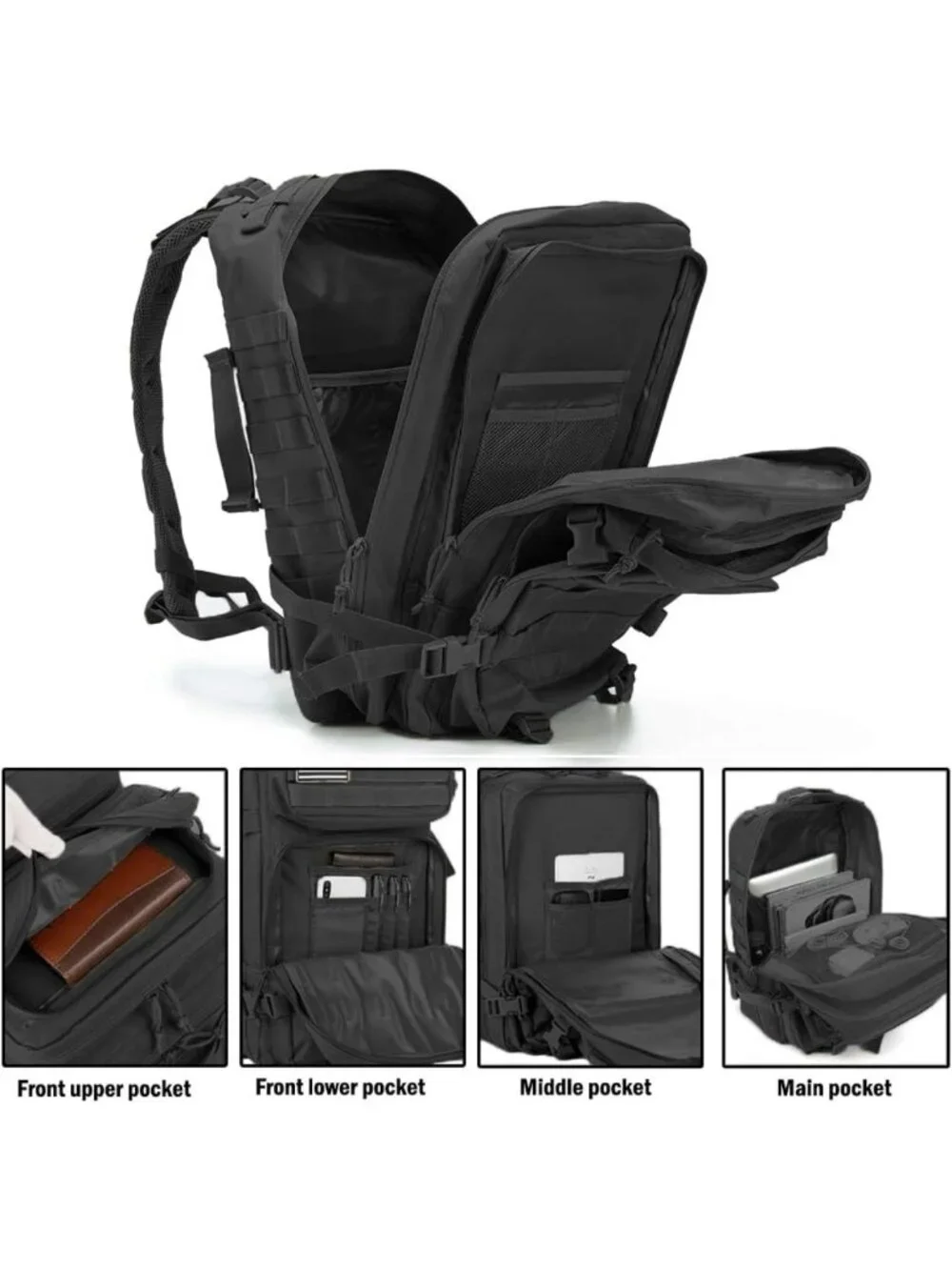 45L Military Tactical Backpack - Molle Assault Pack for Hiking & Bug Out Gear